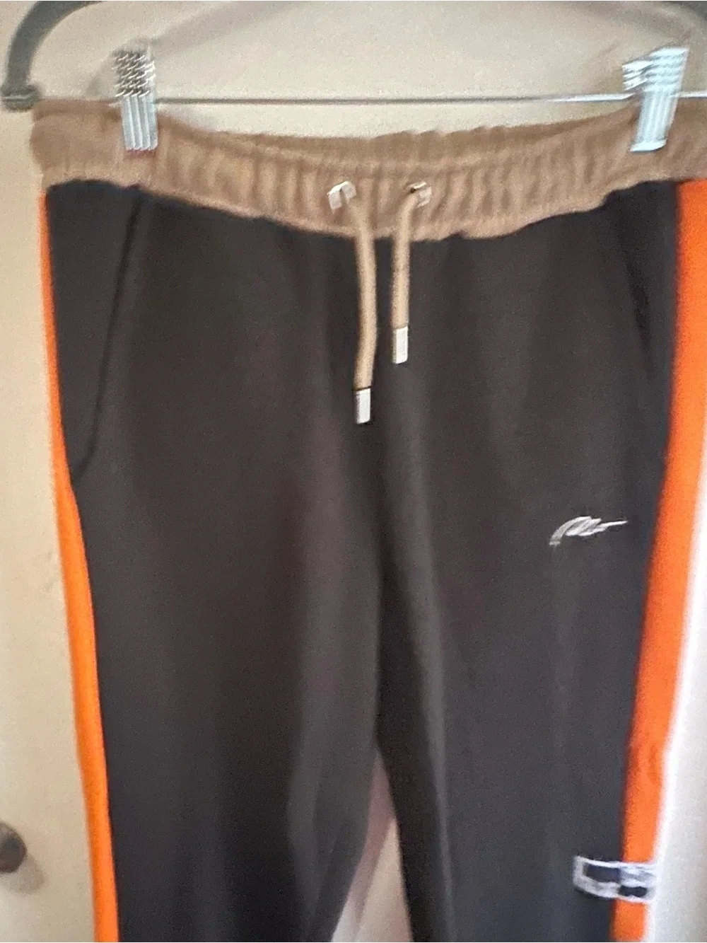 BoohooMAN Mens Jogger Sweatpants M 32 Black Orange Colorblock Drawstring